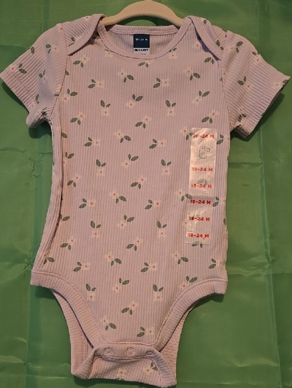 Old Navy Lavender Floral Ribbed Baby Bodysuit